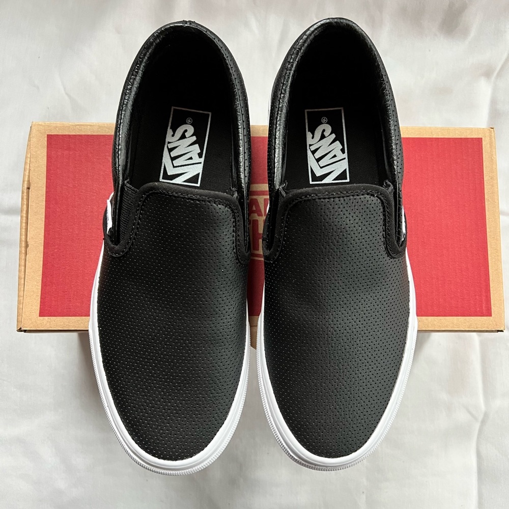 NWOT Perforated Leather Slip On Vans